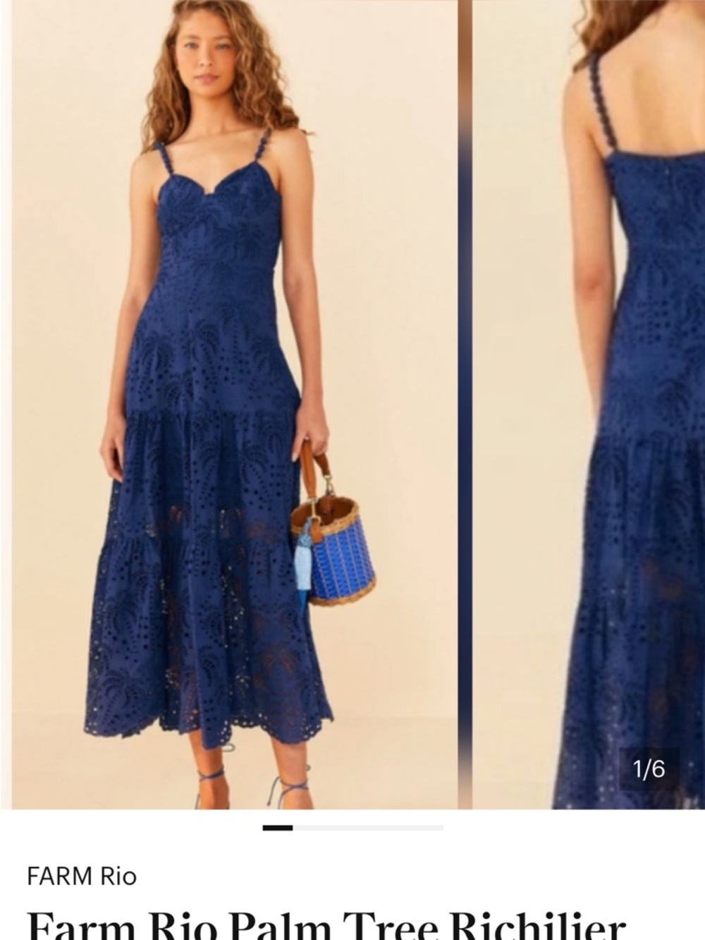 FARM Rio Navy Eyelet Maxi Dress